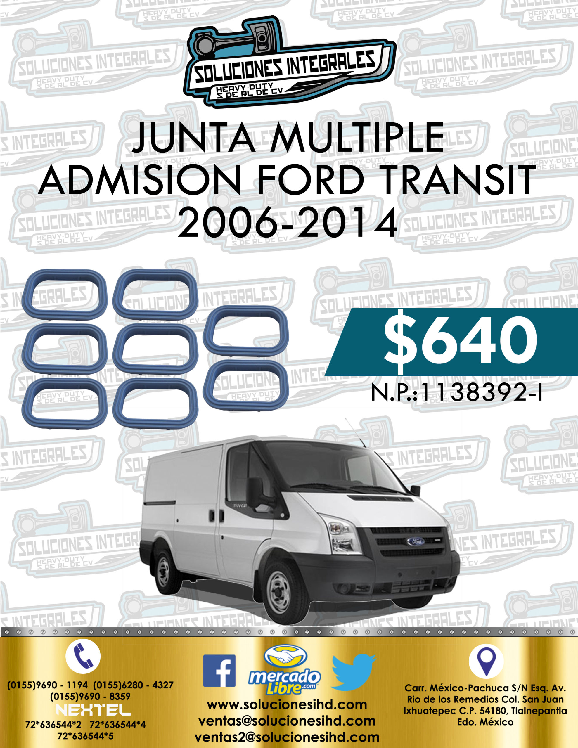 JUNTA MÚLTIPLE ADMISIÓN FORD TRANSIT 2.2L 20062014 Soluciones IHD
