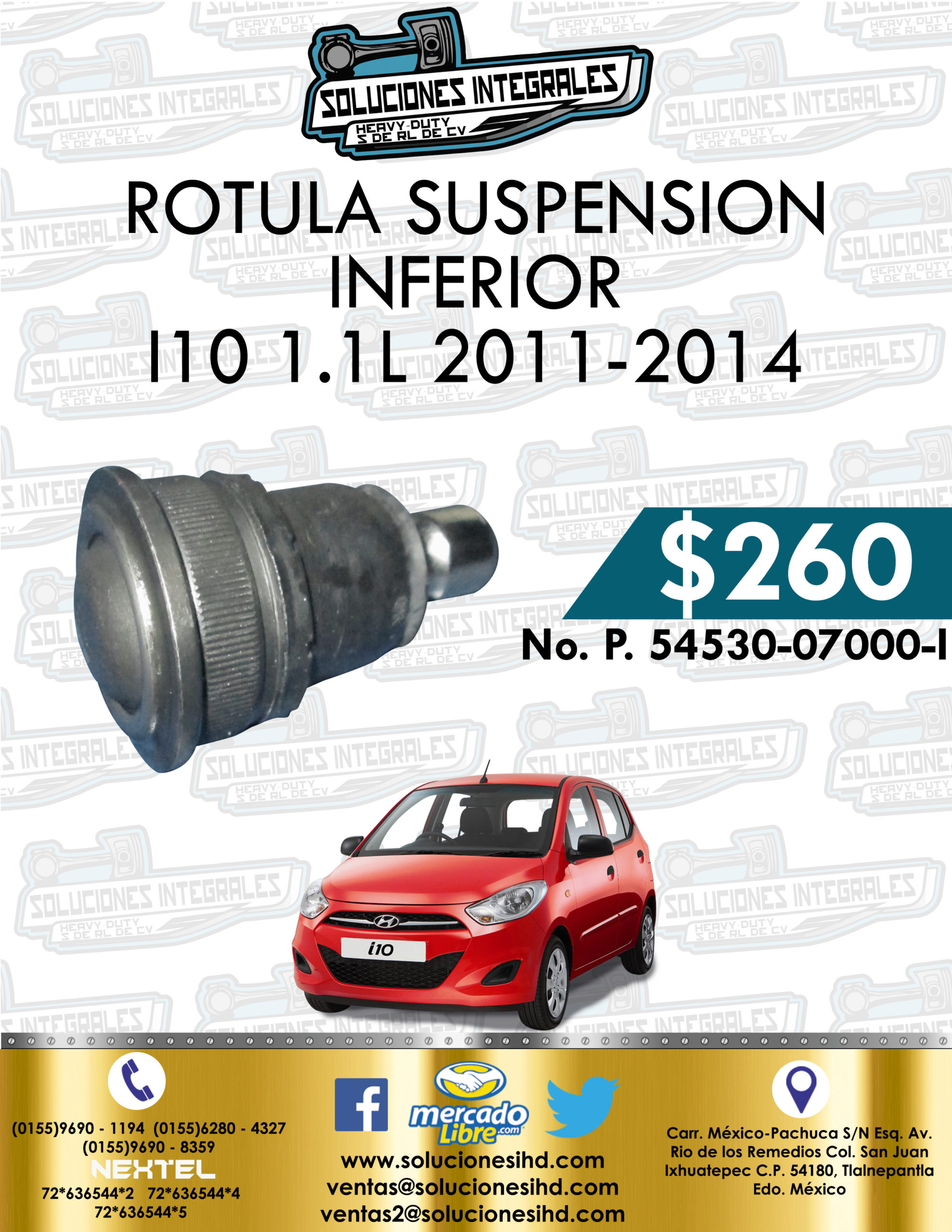 ROTULA SUSPENSIÓN INFERIOR I10 1.1L 20112014 Soluciones IHD